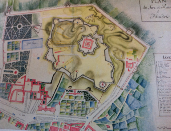 Mapa de las fortificaciones de Napoleón en el Retiro