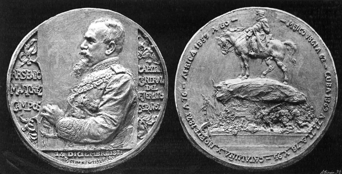 Medalla conmemorativa de la inauguración del monumento a Martínez Campos el 28 de enero de 1907 (Mariano Benlliure)